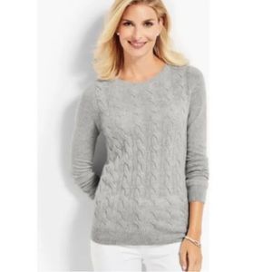 Talbots Grey Cable Crewneck Sweater